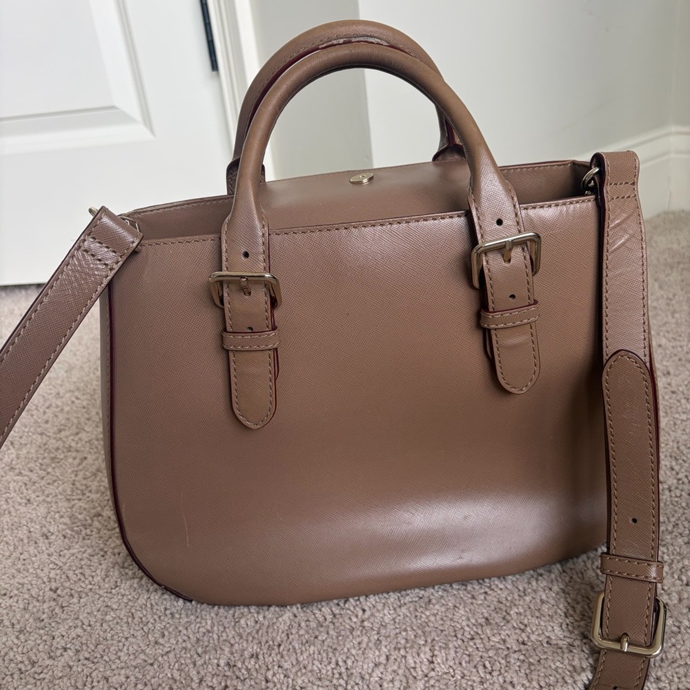 Kate Spade Tan Satchel Purse with Flaws - Picture 12 of 13